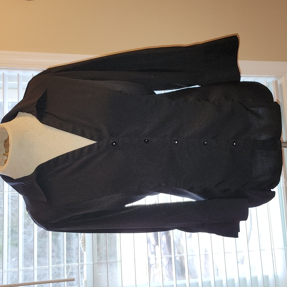 Ladies size large button down black dress shirt